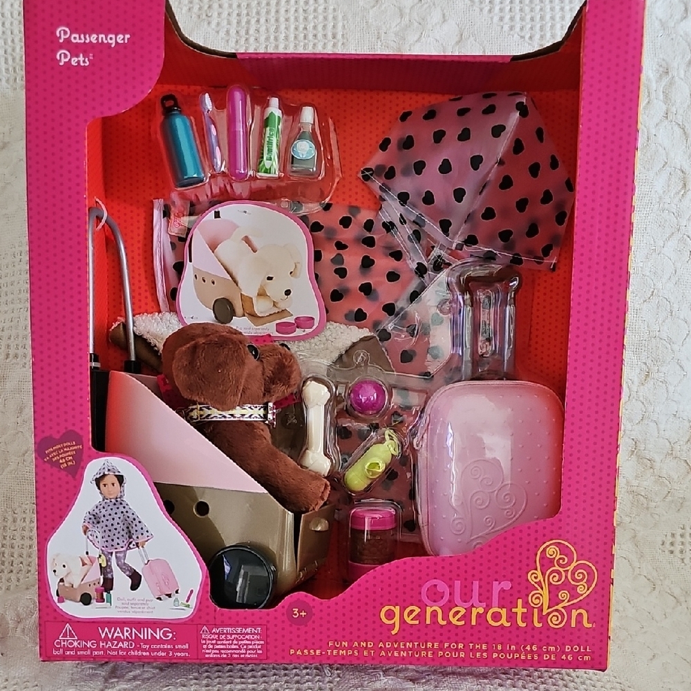 Our Generation Passenger Pets Doll Accessory Set With Free Random OG Dog